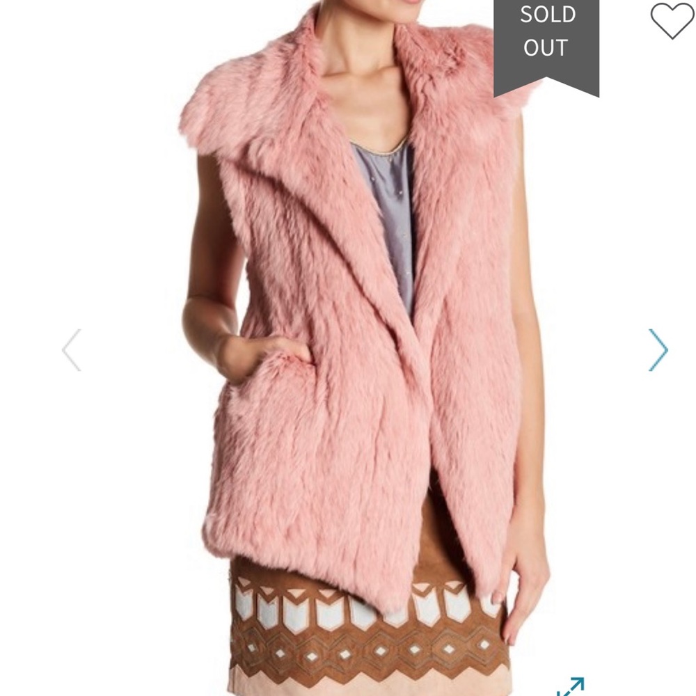 NWT! 💗 Calypso St. Barth Kiesza Fur Vest, Rose Quartz, Size M